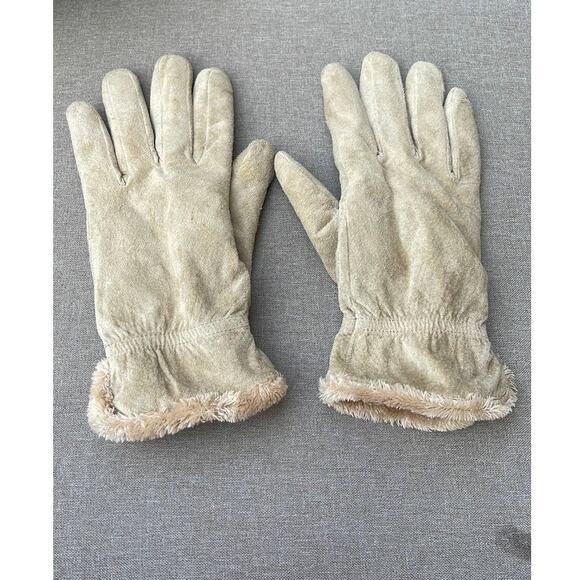 Vintage Cream leather sherpa lined gloves womens large - Picture 6 of 7